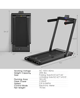 Costway 2-in-1 Folding Treadmill 2.25HP Jogging Machine w/ Dual Led Display