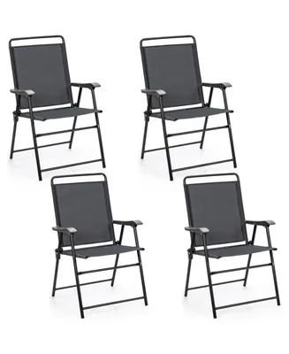 4PCS Outdoor Patio Folding Chair W/Armrest Portable Camping Lawn Garden