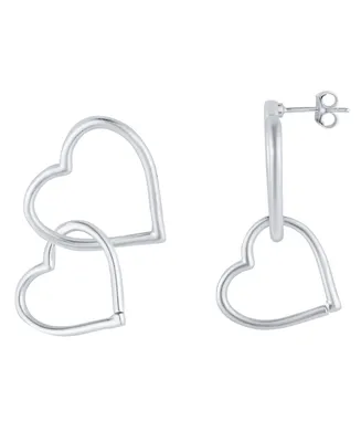 And Now This Fine Silver-Plated Double Heart Matte Post Earring