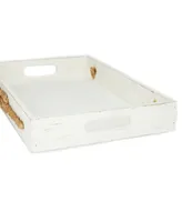 Rosemary Lane Wood Tray with Rope Accents, Set of 2, 19", 16" W