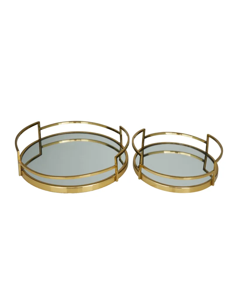 The Novogratz Gold Stainless Steel Metal Mirrored Tray, Set of 2