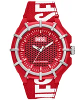 Diesel Men's Framed Three-Hand Solar-Powered Red Polyethylene Terephthalate Watch 51mm