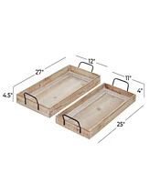 Rosemary Lane Wood Tray with White Wash, Set of 2, 27", 25" W