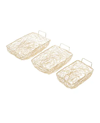 Rosemary Lane Metal Wire Tray, Set of 3, 15", 16", 18" W