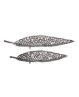 Rosemary Lane Metal Leaf Tray, Set of 2, 31", 24" W