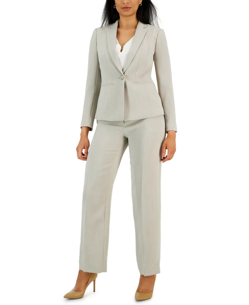 Kasper Women's Seamed Notched-Collar Stretch Pebble Crepe Jacket