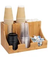 Mind Reader Bali Collection, 6-Compartment Cup, Lid and Condiment Dispenser, Break room, Countertop Organizer