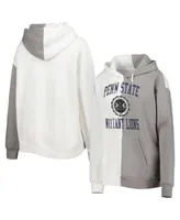 Women's Gameday Couture Gray and White Penn State Nittany Lions Split Pullover Hoodie