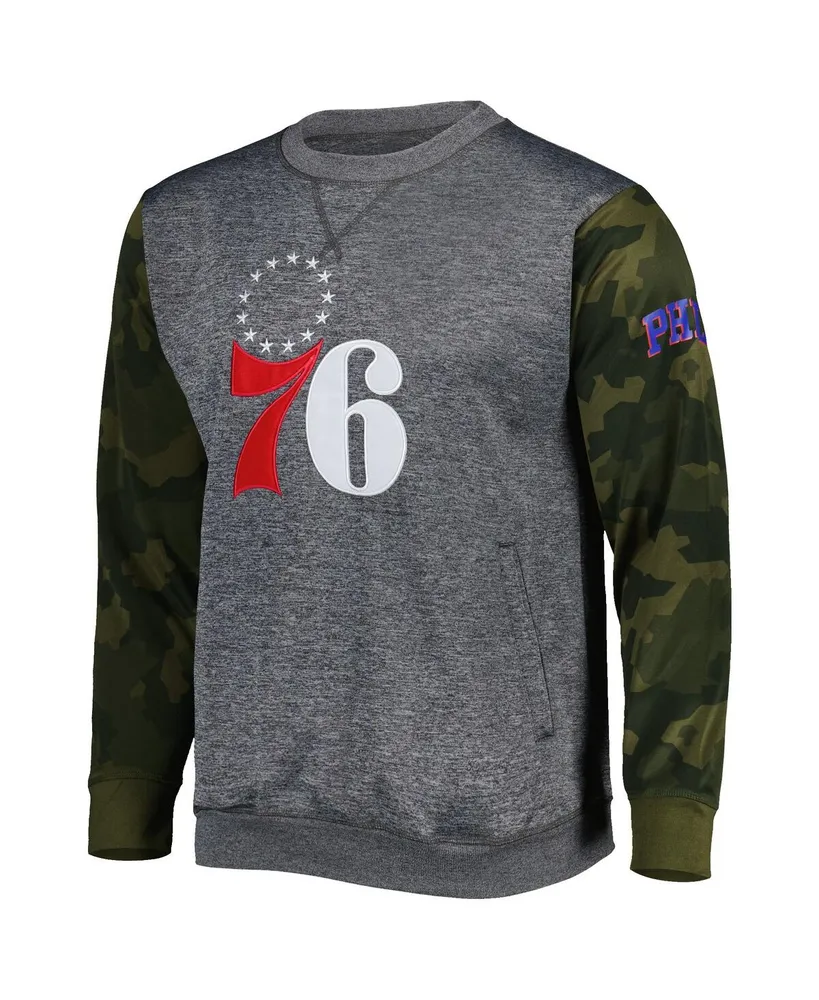 Men's Fanatics Heather Charcoal Philadelphia 76ers Camo Stitched Sweatshirt