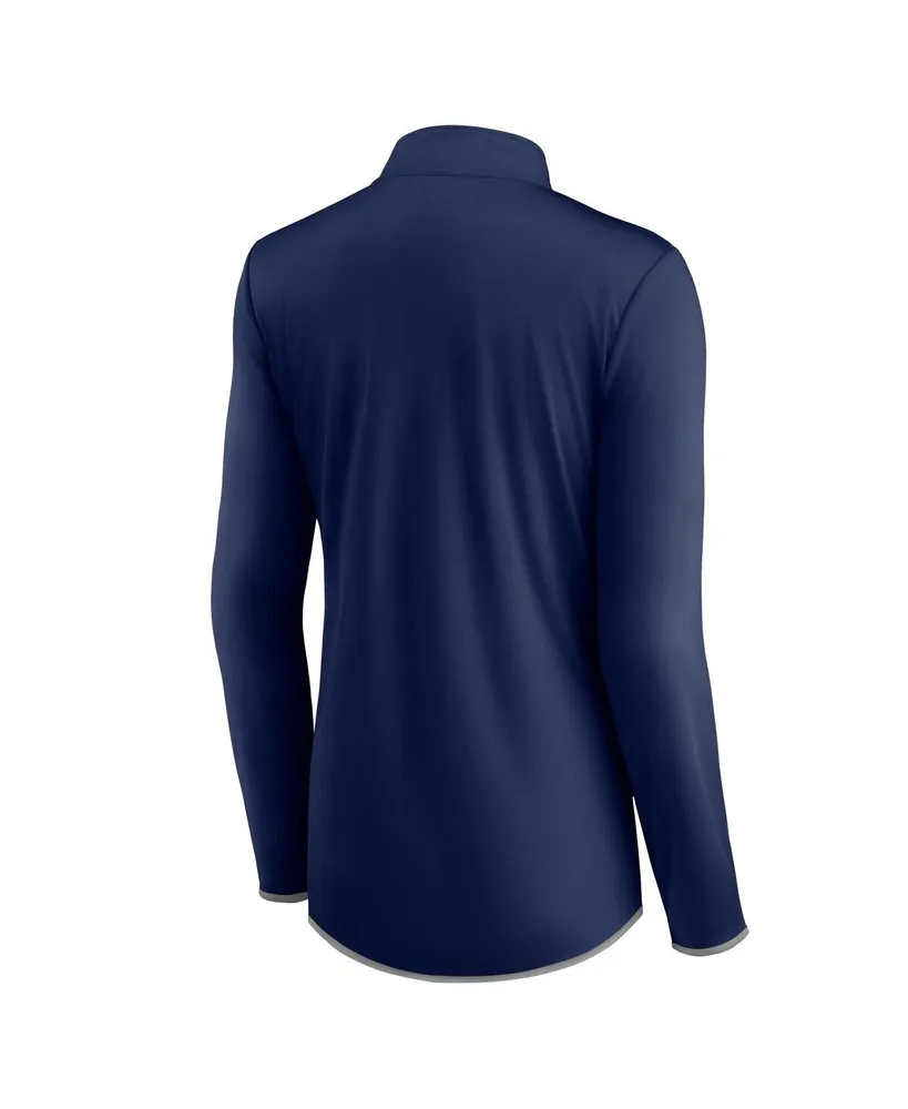 Women's Fanatics Navy Milwaukee Brewers Worth The Drive Quarter-Zip Jacket