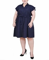 Ny Collection Plus Size Flutter Sleeve Belted Dress