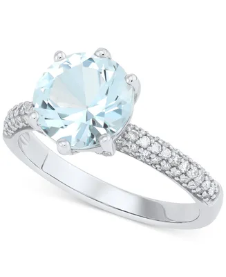 Aquamarine (2-1/2 ct. t.w.) & Diamond (3/8 ct. t.w.) Ring in 14k White Gold
