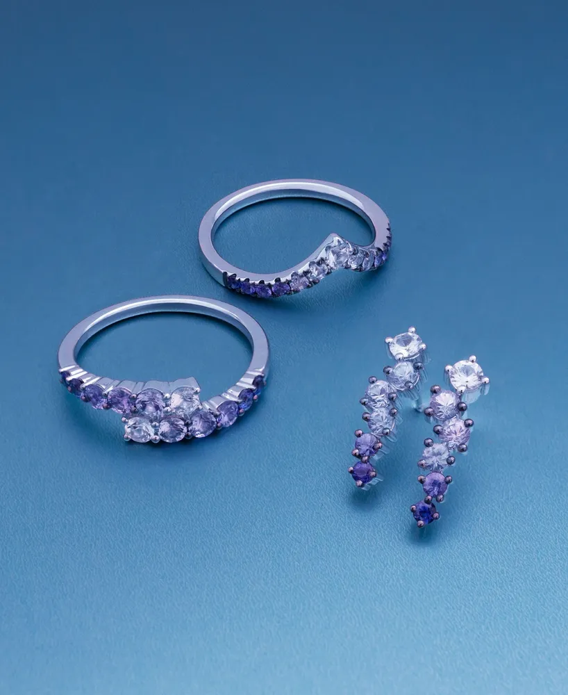 Le Vian Denim Ombre (5/8 ct. t.w.) & White Sapphire (1/5 ct. t.w.) Stud Earrings in 14k White Gold