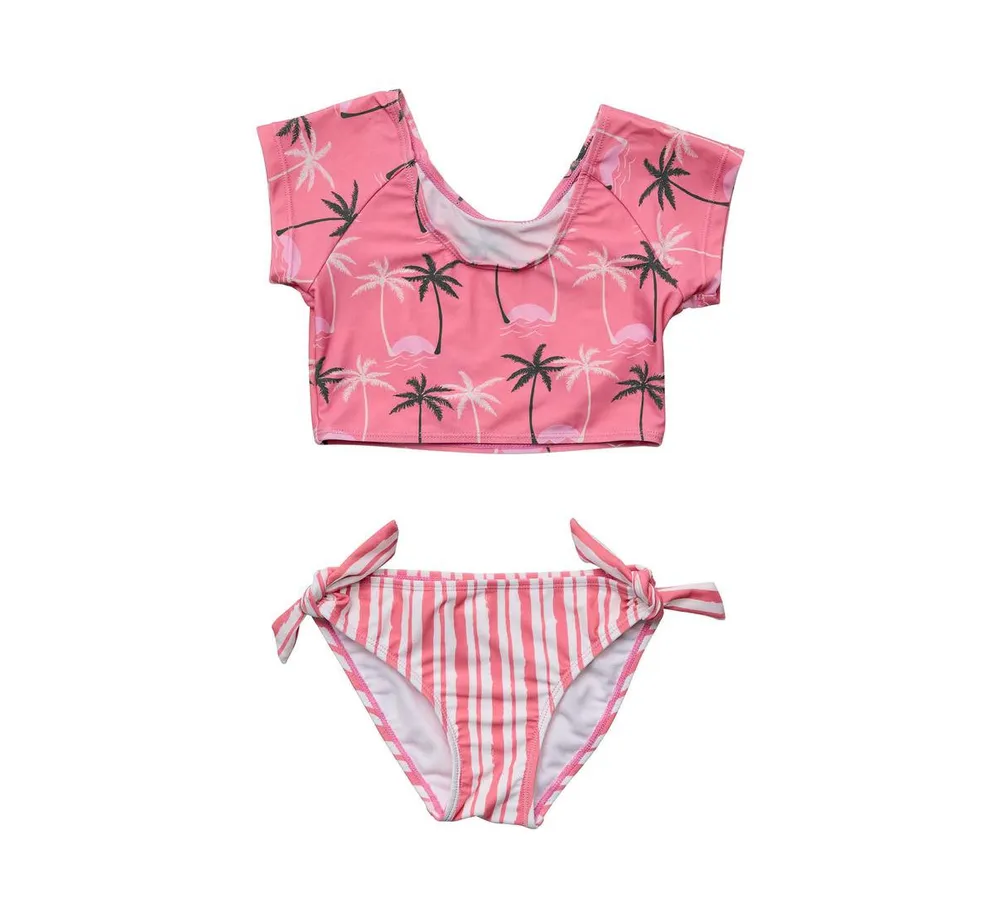 Toddler, Child Girls Palm Paradise Sustainable Crop Ss Rash Top Set