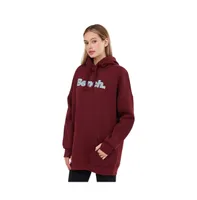 Bench Dayla womens hoodie oversize burgundy with blue logo at chest