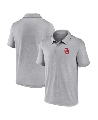 Men's Fanatics Gray Oklahoma Sooners Striated Primary Logo Polo Shirt