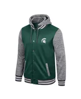 Men's Colosseum Green Michigan State Spartans Robinson Hoodie Full-Snap Jacket