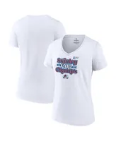 Women's Fanatics White Colorado Avalanche 2022 Stanley Cup Champions Saucer Pass V-Neck T-shirt