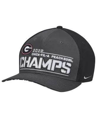 Men's Nike Black Georgia Bulldogs College Football Playoff 2022 Peach Bowl Champions Locker Room CL99 Adjustable Hat