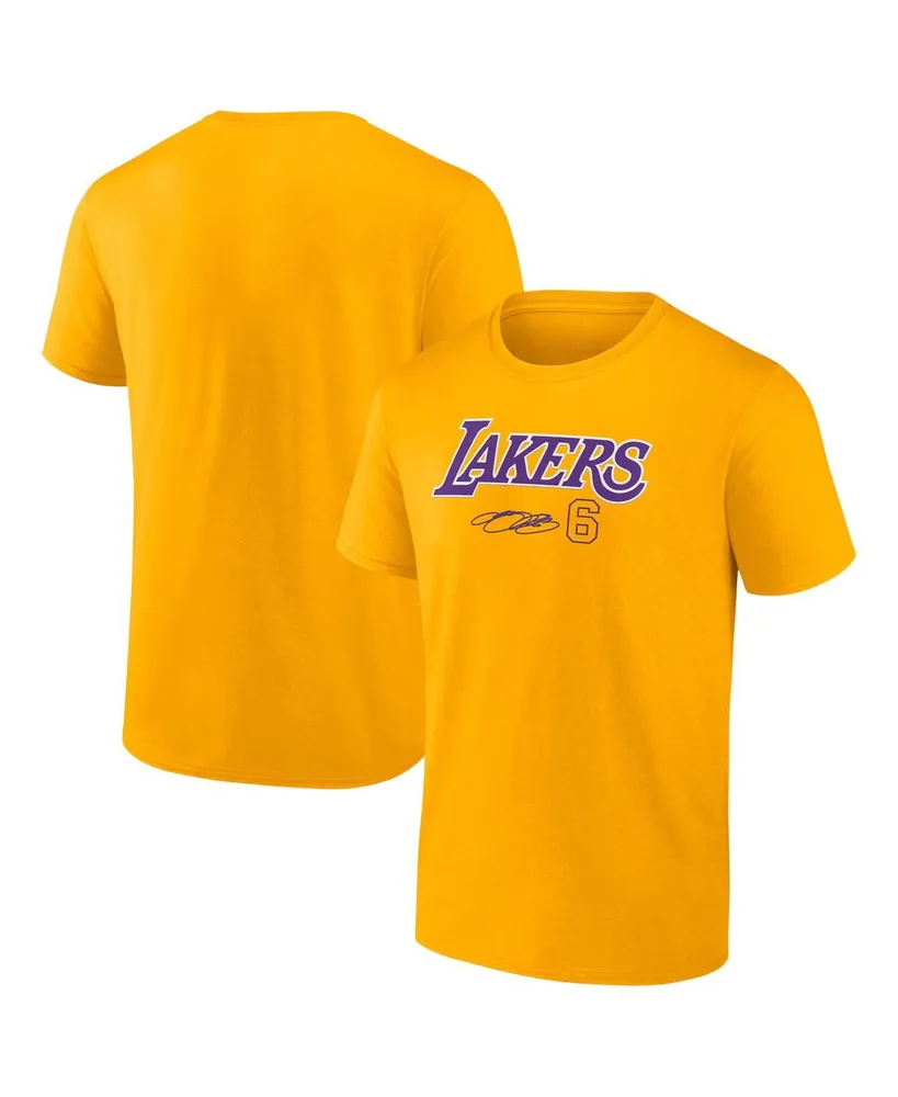 Men's Fanatics LeBron James Gold Los Angeles Lakers Name and Number T-shirt