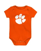 Infant Boys and Girls Orange, Purple, Heathered Gray Clemson Tigers 3-Pack Game On Bodysuit Set