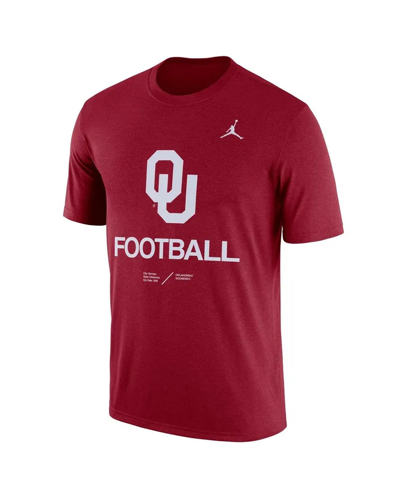 Men's Jordan Heathered Crimson Oklahoma Sooners Team Football Legend T-shirt