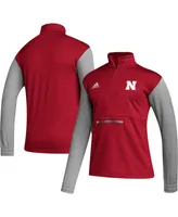 Men's adidas Scarlet, Heathered Gray Nebraska Huskers Team Aeroready Half-Zip Top