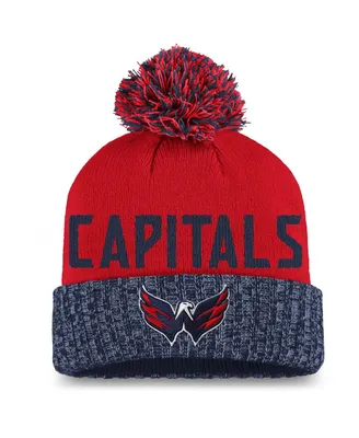 Women's Fanatics Red, Navy Washington Capitals Iconic Cuffed Knit Hat with Pom