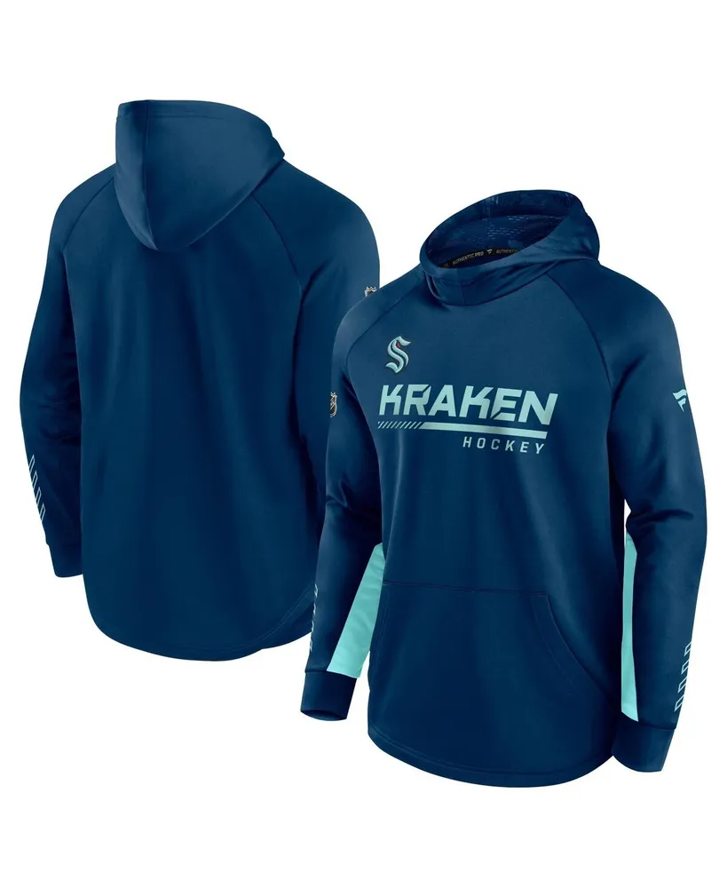 Men's Fanatics Deep Sea Blue Seattle Kraken Authentic Pro Locker Room Raglan Pullover Hoodie