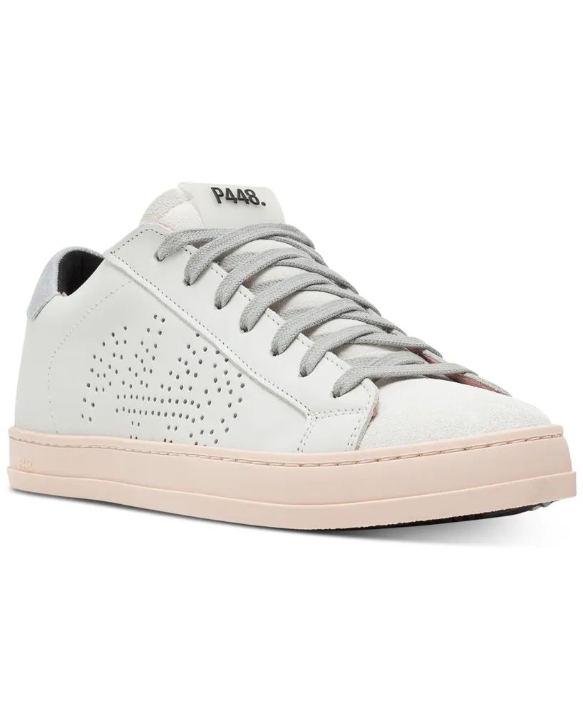 P448 Womens White Comfort Removable Insole Contrasting Crocodile Accent  Perforated Logo John Round Toe Lace-Up Athletic Sneakers Shoes 36 -  Walmart.com