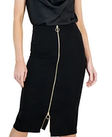 I.n.c. International Concepts Women's Ponte Zip-Front Pencil Skirt