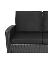 WestinTrends 4-Piece Wicker Outdoor Patio Conversation Sofa Set with Coffee Table