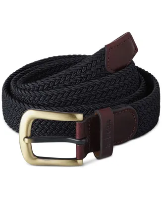 Barbour Men's Stretch Webbing Belt with Faux-Leather Trim