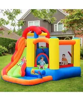 Inflatable Bounce House Kid Water Splash Pool Slide Jumping Castle w/740W Blower