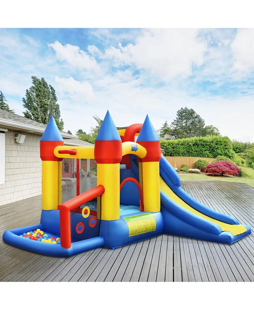 Costway Inflatable Bounce House Slide Bouncer Kids Castle Jumper w/ Balls & 780W Blower