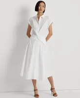 Lauren Ralph Women's Twist-Front Cotton-Blend Shirtdress