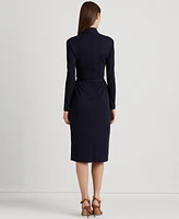 Lauren Ralph Lauren Women's Belted Mockneck Long-Sleeve Stretch Jersey Dress