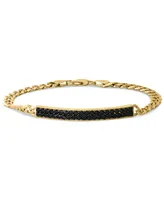 Effy Men's Black Spinel Cluster Plate Link Bracelet (2-3/8 ct. t.w.) in 14k Gold-Plated Sterling Silver