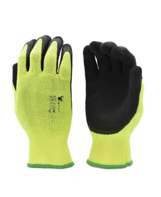 Latex Coated High Visibility Work Gloves, 6 Pairs