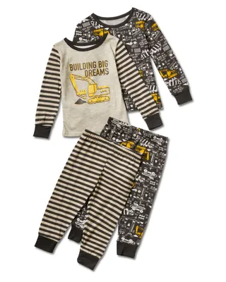 Infant Boys Mix n Match Building Big Dreams Long Sleeve Top and Jogger 4 Piece Pajama Set