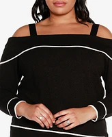 Belldini Black Label Plus Off-The-Shoulder Sweater