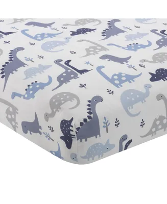 Bedtime Originals Roar Blue/Gray/White Dinosaur Baby Fitted Crib Sheet