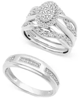 Diamond His Hers Wedding Set Collection In 14k White Gold