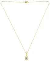 Giani Bernini Cubic Zirconia Pear Bezel 18" Pendant Necklace in 18k Gold-Plated Sterling Silver, Created for Macy's