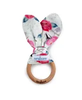 Kanga Care Baby Boys Muslin Crinkle Bunny Ear Wood Teething Ring