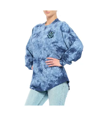 Women's Fanatics Deep Sea Blue Seattle Kraken Crystal-Dye Long Sleeve T-shirt