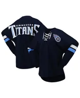 Women's Fanatics Navy Tennessee Titans Spirit Jersey Lace-Up V-Neck Long Sleeve T-shirt