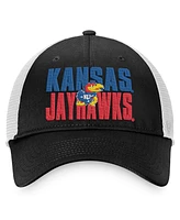 Men's Top of the World Black, White Kansas Jayhawks Stockpile Trucker Snapback Hat