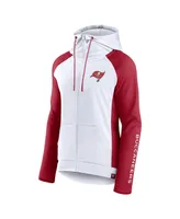 Women's Fanatics White, Red Tampa Bay Buccaneers End Around Raglan Full-Zip Hoodie