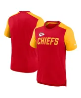 Men's Nike Heathered Red, Gold Kansas City Chiefs Color Block Team Name T-shirt